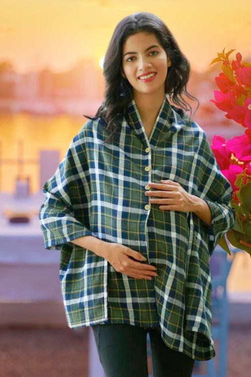 Love Basil Green Plaid Versatile Nursing Stole