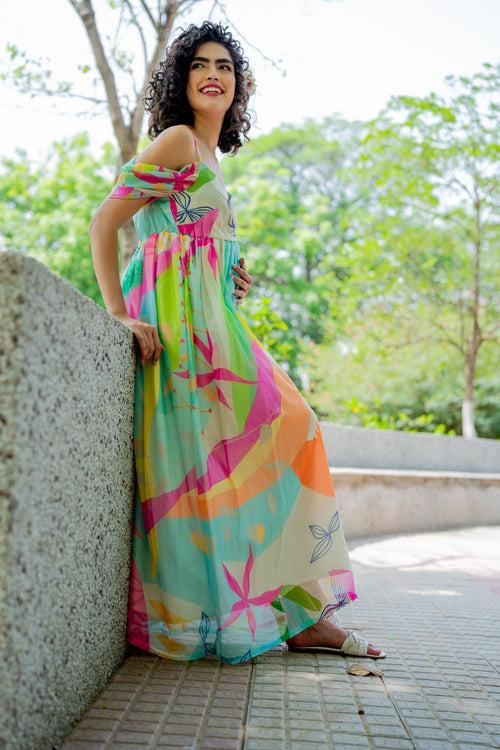 Luxe Adorable Candy Pop Off-Shoulder Maternity Photoshoot Gown