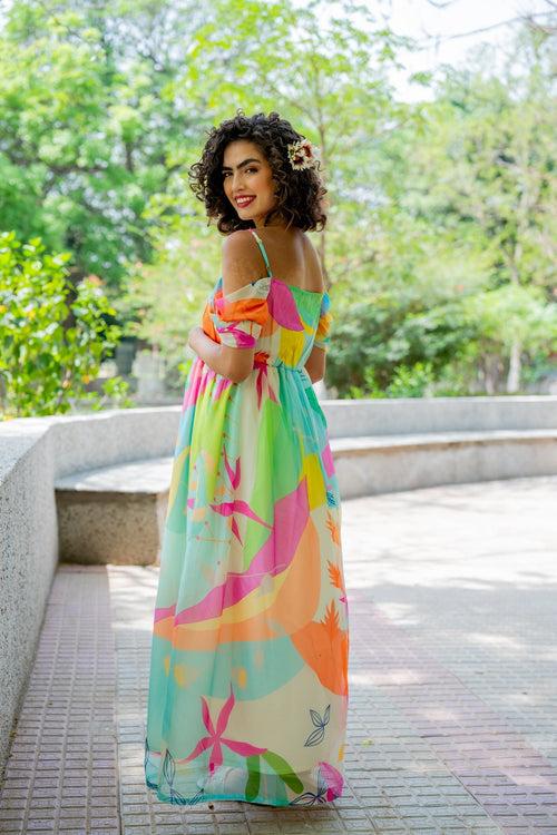 Luxe Adorable Candy Pop Off-Shoulder Maternity Photoshoot Gown