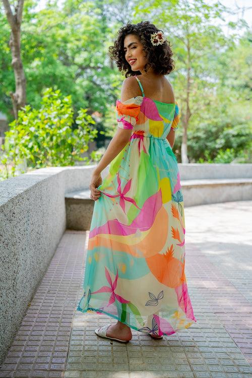 Luxe Adorable Candy Pop Off-Shoulder Maternity Photoshoot Gown