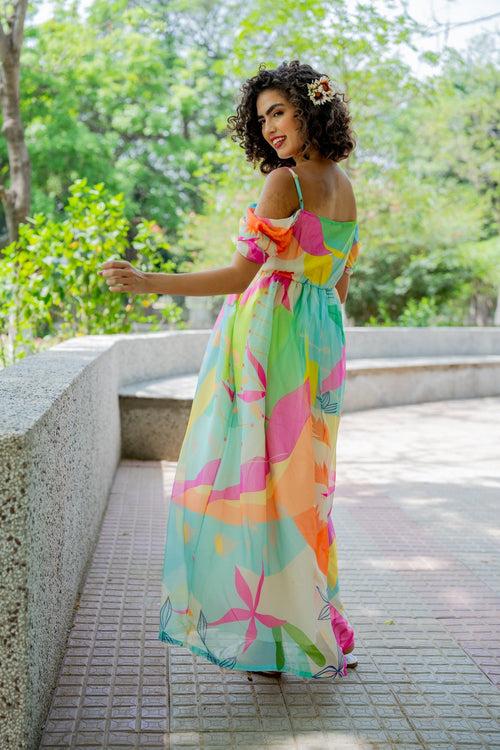 Luxe Adorable Candy Pop Off-Shoulder Maternity Photoshoot Gown