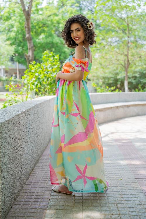 Luxe Adorable Candy Pop Off-Shoulder Maternity Photoshoot Gown