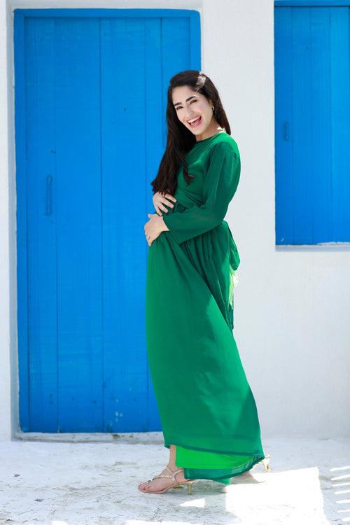 Graceful Emerald Green Maternity Knot Dress