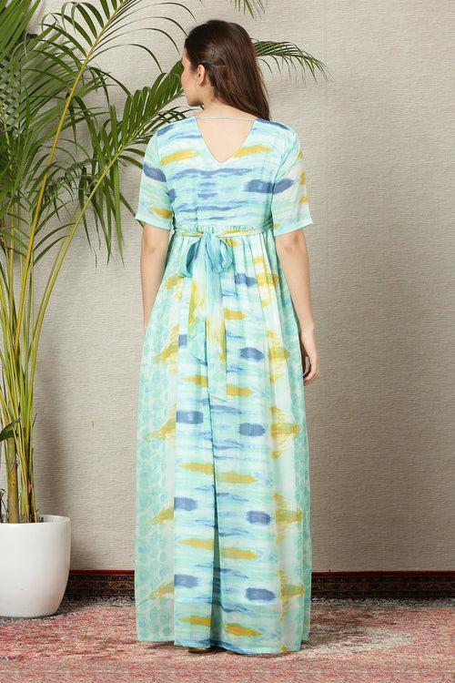 Pretty Aqua Green Maternity & Nursing Wrap Dress