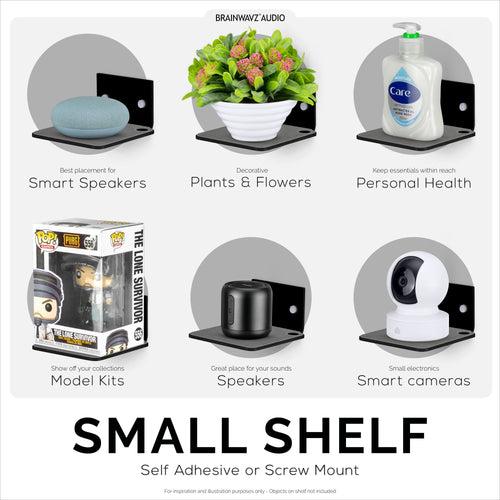 4.5” Small Floating Shelf, Adhesive & Screw In, for Speakers, Routers, Decor, Plants, Cameras, Photos, Kitchen, Toilet, Cable Box & More