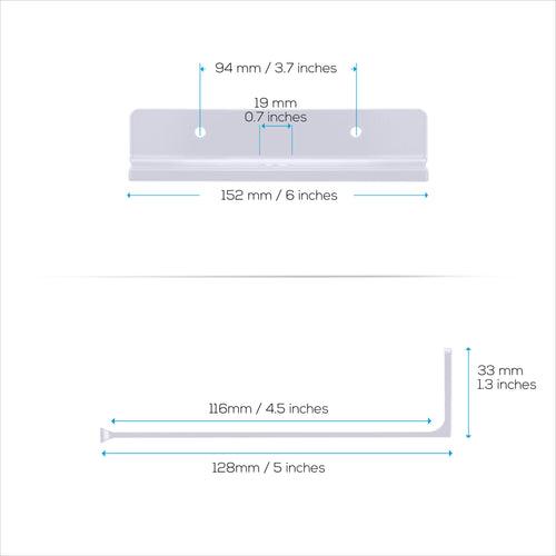 2-Pack 6" Floating Metal Wall Shelf for Speakers, Books, Decor, Plants, Cameras, Photos, Kitchen, Toilet, Routers & More Universal Small Holder Shelves