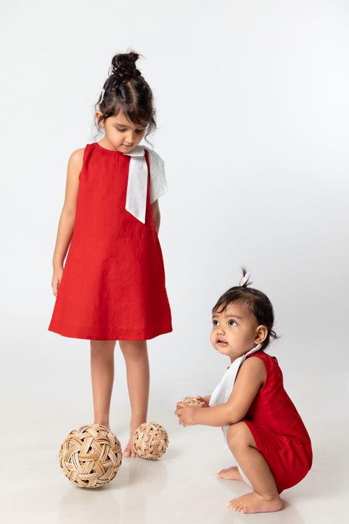 Cotton Dress | Colour Pop Red | 0-12Y