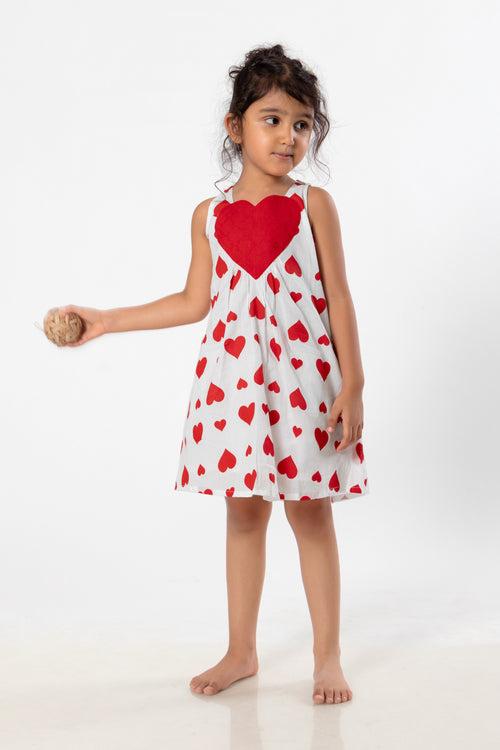 Cotton Dress | Hearts | 0-12Y