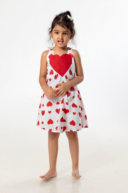 Cotton Dress | Hearts | 0-12Y