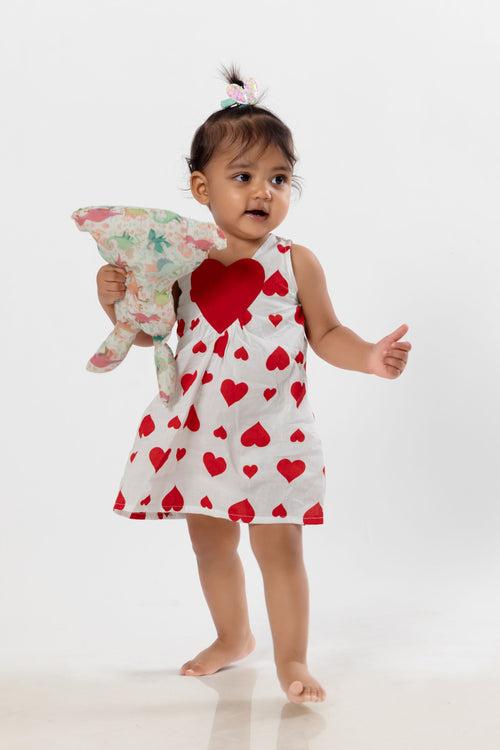 Cotton Dress | Hearts | 0-12Y