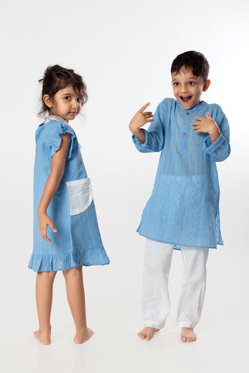 Cotton Kurta for Boys, Men | Colour Pop, Powder Blue