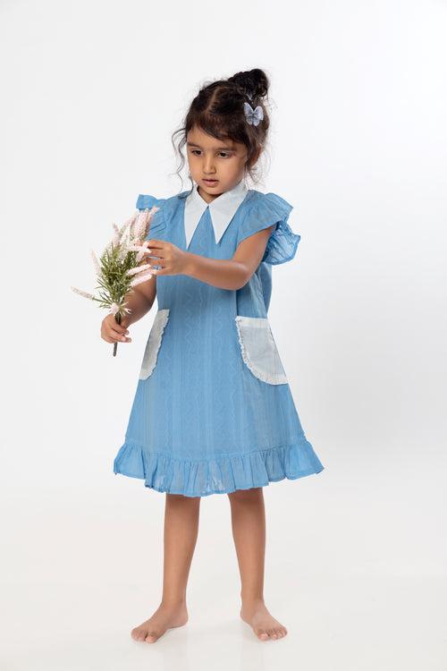 Cotton Dress | Colour Pop, Powder Blue | 0-12Y