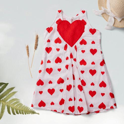 Cotton Dress | Hearts | 0-12Y