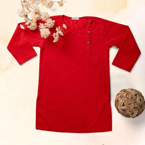 Cotton Kurta for Boys, Men | Colour Pop, Red