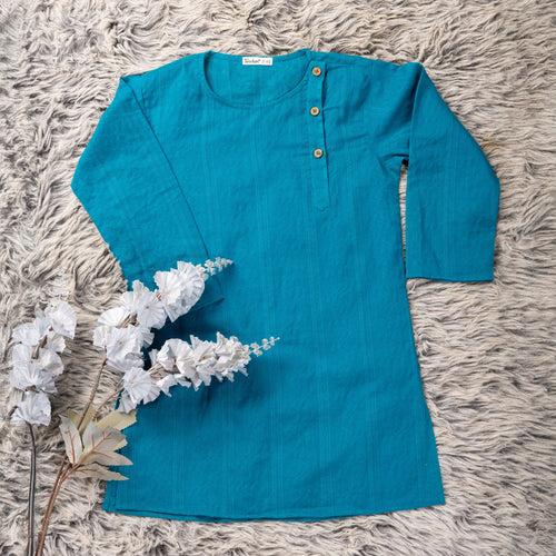 Cotton Kurta for Boys, Men | Colour Pop, Turquoise Blue