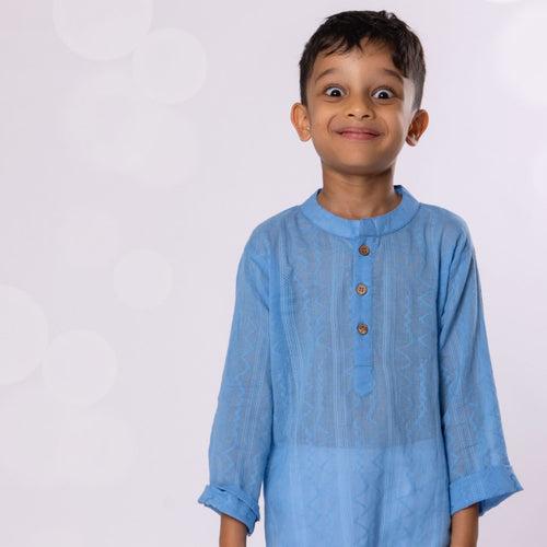 Cotton Kurta for Boys, Men | Colour Pop, Powder Blue