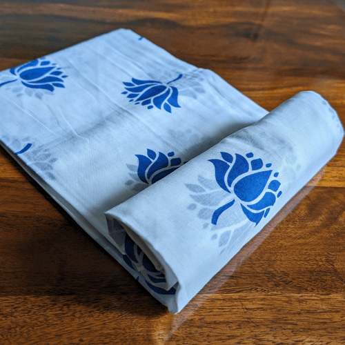 Malmal Swaddle - Indian Lotus, Blue