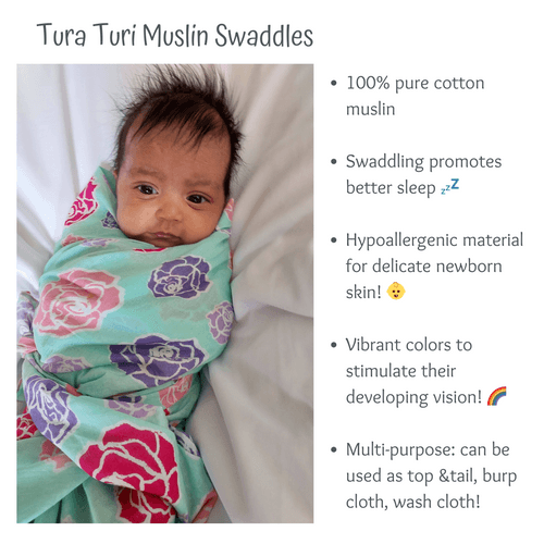 Malmal Swaddle - Indian Lotus, Blue