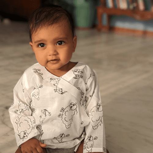 Cotton Muslin, Baby Angrakha Jhabla | Counting Sheep