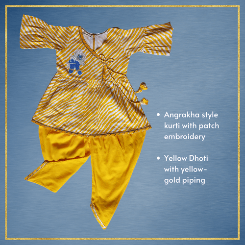 Girls Angrakha Kurti & Dhoti Set | Janamashtami | 0-12Y