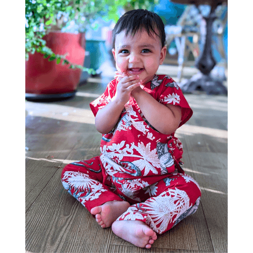 Baby Co-ord Set | Funky Monkey Red | 0-1 Year