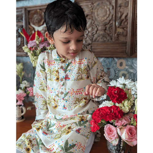 Viscose Silk Kurta for Boys, Men | Sunflower