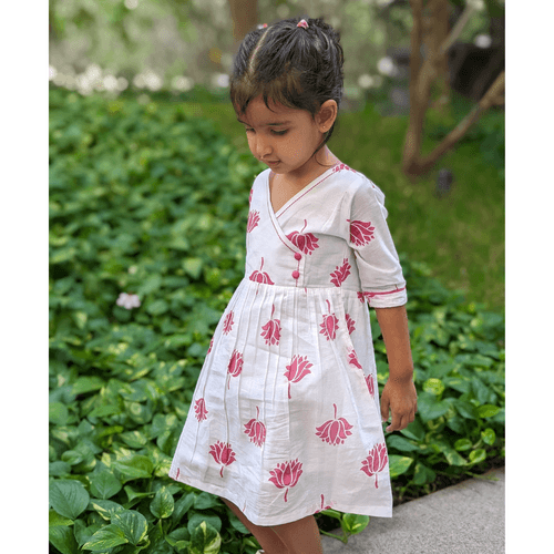 Cotton Malmal Dress | Indian Lotus, Pink | 0 -12Y