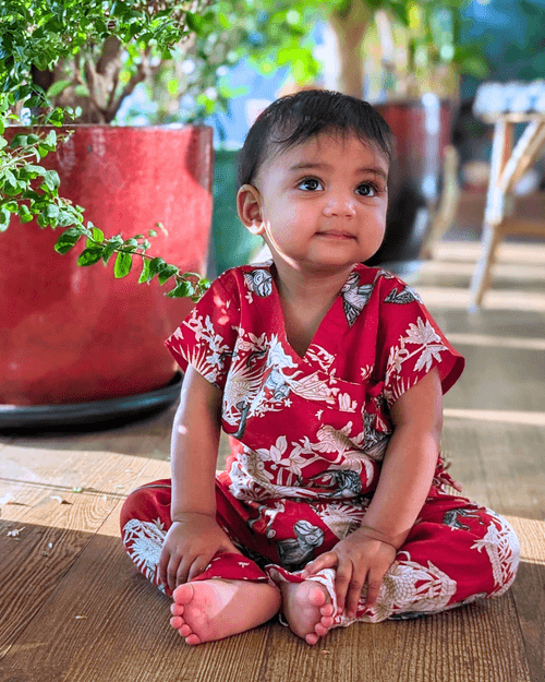 Baby Co-ord Set | Funky Monkey Red | 0-1 Year