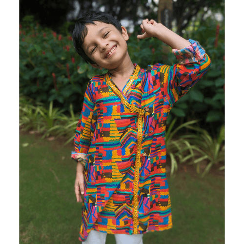 Viscose Silk Boys Angrakha Kurta | Makeba