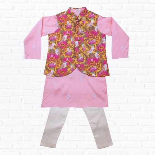 Silk Jacket-Kurta-Pajama 3 pc set, Boys, Men | Kamala