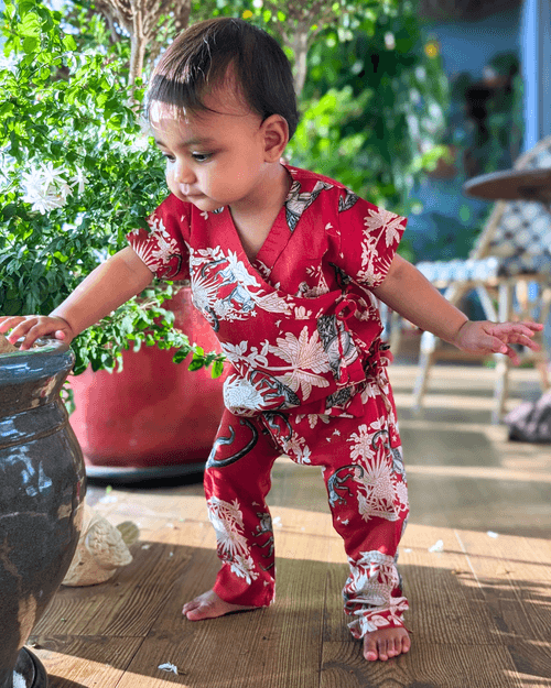 Baby Co-ord Set | Funky Monkey Red | 0-1 Year