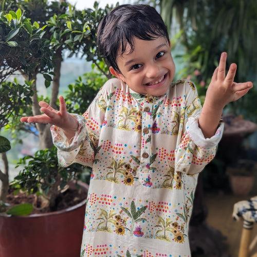 Viscose Silk Kurta for Boys, Men | Sunflower