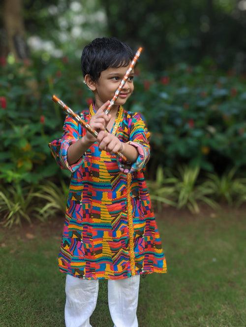 Viscose Silk Boys Angrakha Kurta | Makeba