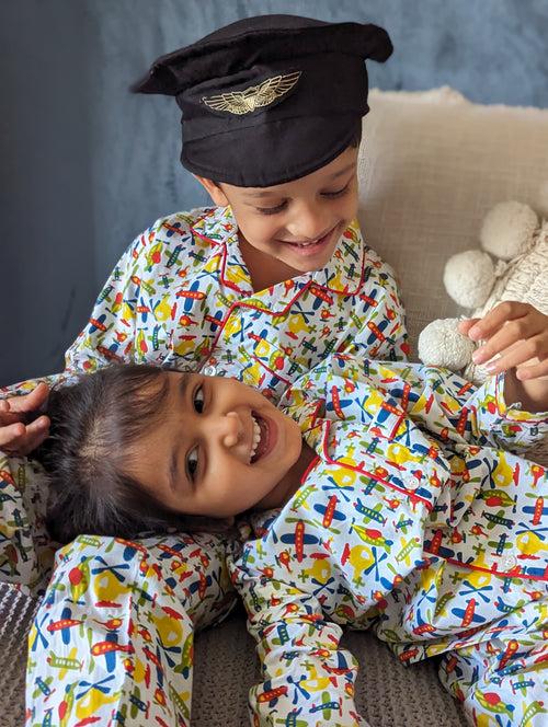 Cotton Pajama Set for Kids | Planes