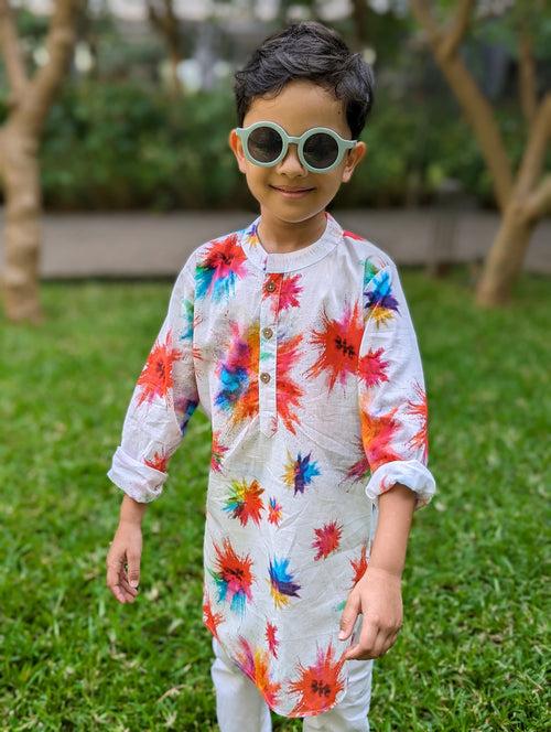 Holi print Kurta for Boys, Men | Colour Splash