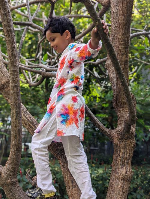 Holi print Kurta for Boys, Men | Colour Splash