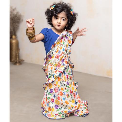 Prestitched Malmal Saree for Girls | Phool