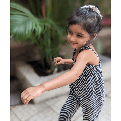 Cotton Malmal Jumpsuit for Girls | Leheriya Black