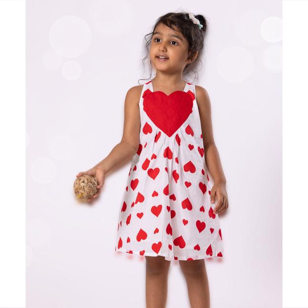 Cotton Dress | Hearts | 0-12Y