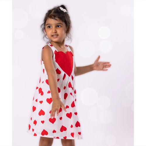 Cotton Dress | Hearts | 0-12Y