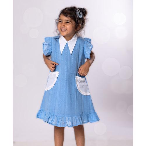 Cotton Dress | Colour Pop, Powder Blue | 0-12Y