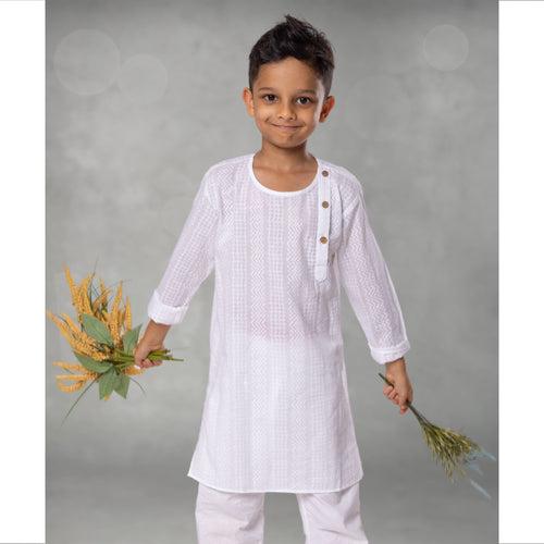 Cotton Kurta for Boys, Men | Colour Pop, White