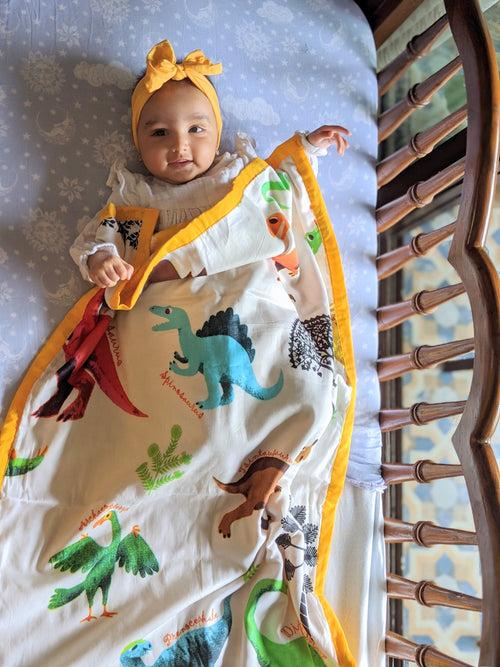 Muslin Baby Blanket - Turasaurus - (Newborn Baby)