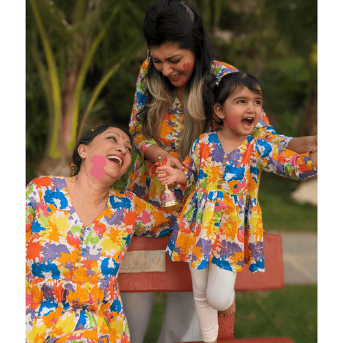 Holi print Kurti Tunic for Girls, Women | Paintball