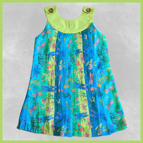 Cotton Malmal Dress | Dragonfly Neon | 1-12Y