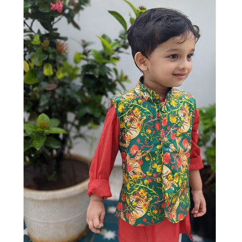 Cotton Nehru Jacket | Baagh | Newborn to Adult