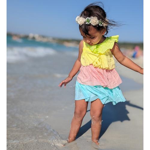 Cotton Malmal Ruffle Tiered Dress | Popsicle | 0-12 Years