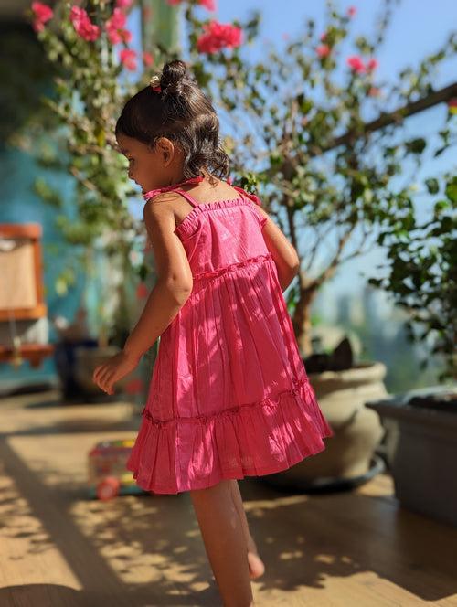 Cotton Malmal Dress | Simply Malmal Pink | 1-12Y