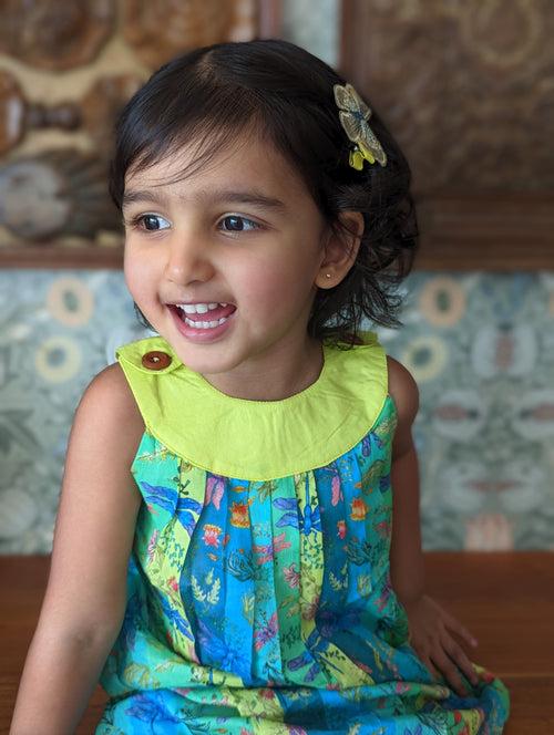 Cotton Malmal Dress | Dragonfly Neon | 1-12Y