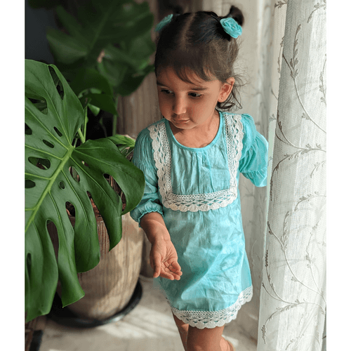 Cotton Malmal Dress | Blue Skies | 0 -12Y